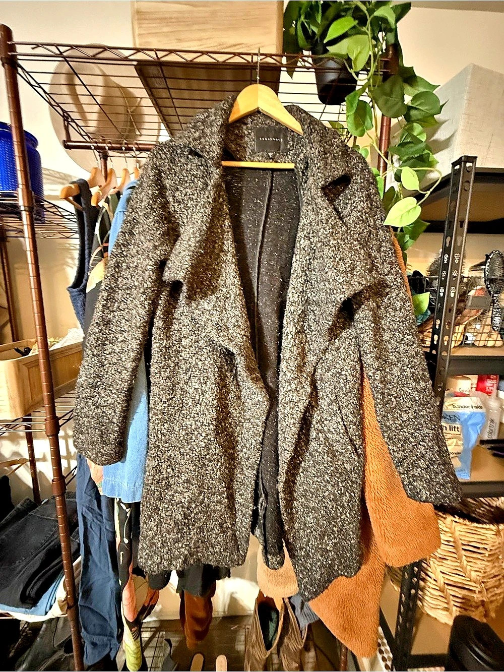 sanctuary Speckled Boucle Coat in Gray & Black Like New